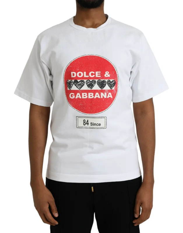 Dolce & Gabbana  Amor Heart Cotton Crewneck Short Sleeve Men's T-shirt