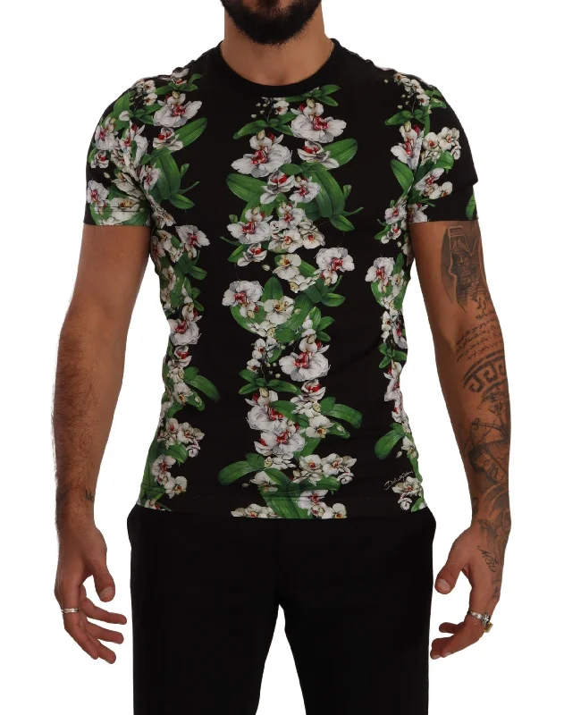 Dolce & Gabbana Elegant Floral Crewneck Tee for Men's Men