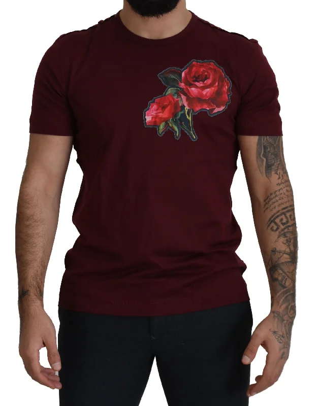 Dolce & Gabbana Elegant  Roses Motif Crewneck Men's Tee