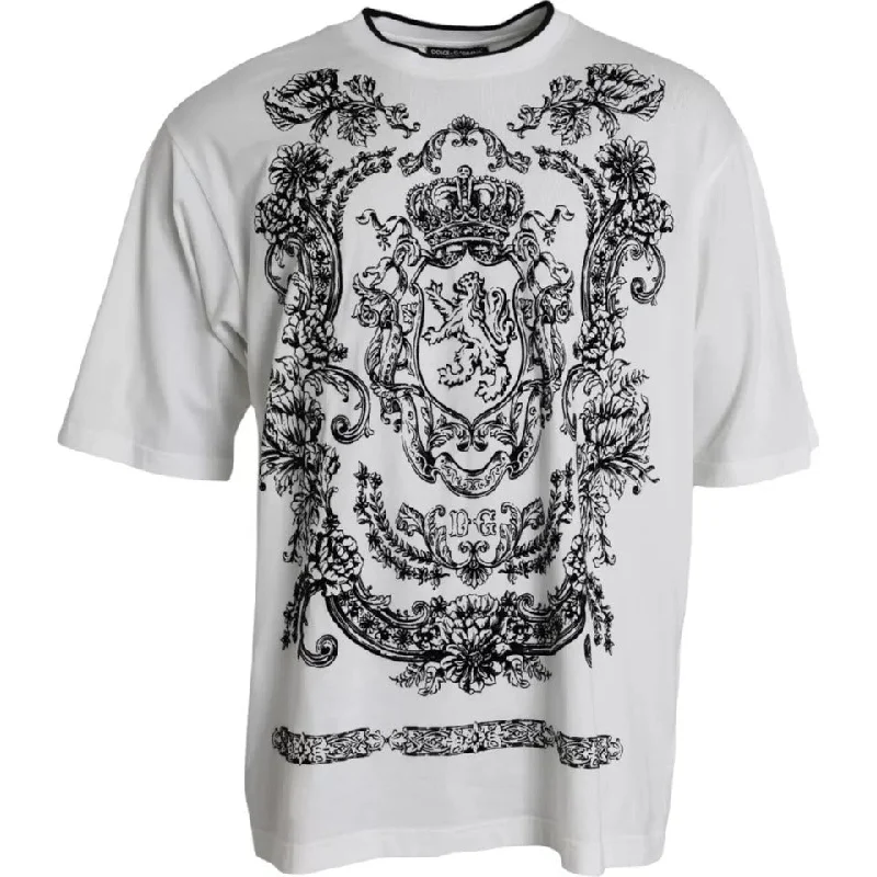 Dolce & Gabbana  Lion Crown Logo Cotton Crewneck Men's T-shirt (Pre-Owned)