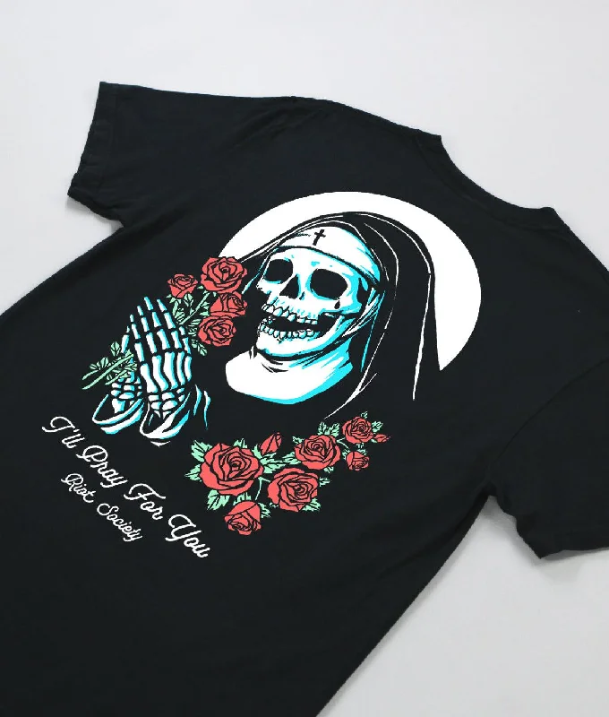 I'll Pray For You Skeleton Roses Boyfriend Tee