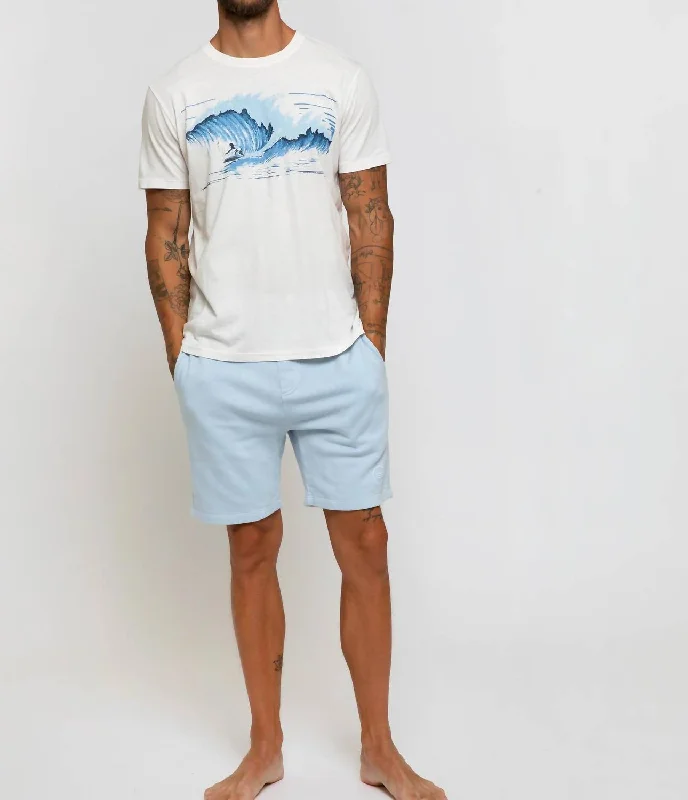 Mens Crewneck Tee In Mist Wave