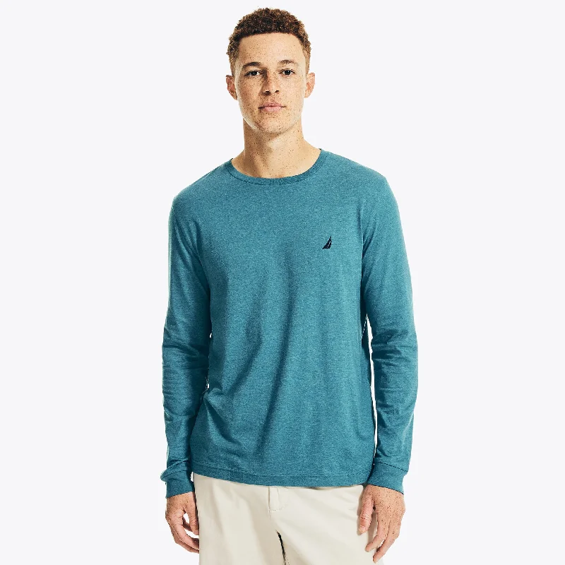 Nautica Mens Heathered Crewneck Long-Sleeve T-Shirt