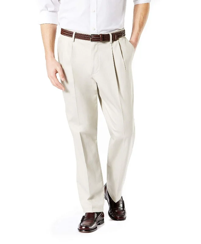 Dockers Signature 2.0 594110000 Pants Men's Beige Pleated Classic-Fit MCWW34