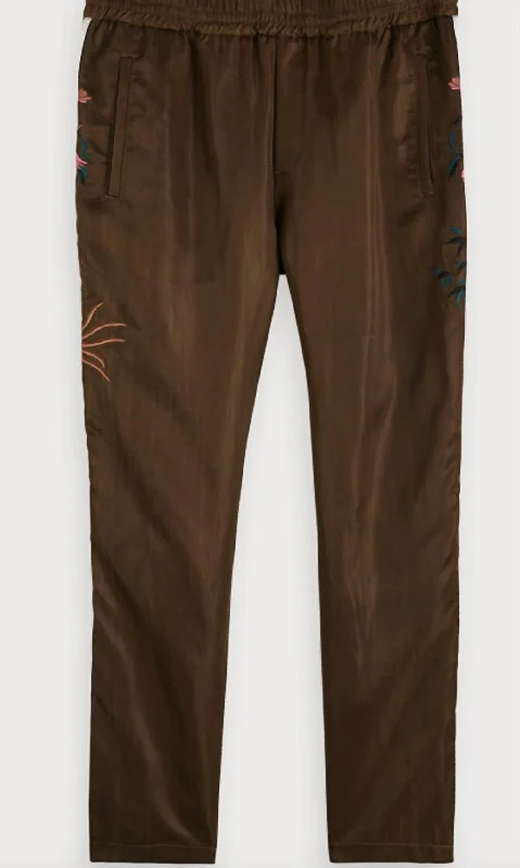 Mens Satin Sweatpants In Brown