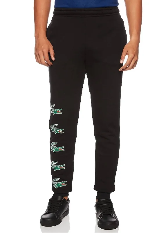 Men's Sport Crocodile Print Fleece Jogging Pants In Black