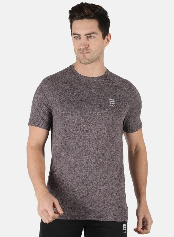 Men Purple Self Design Round Neck T-Shirt