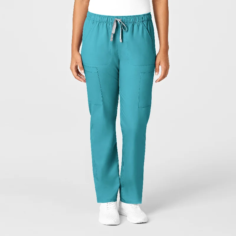 WonderWORK Women's Convertible Slim Leg Scrub Pant - Teal Blue